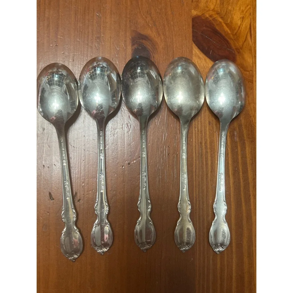 1847 Rogers Bros Reflection Silverplate Teaspoons Set of 5 Vintage IS Flatware‎